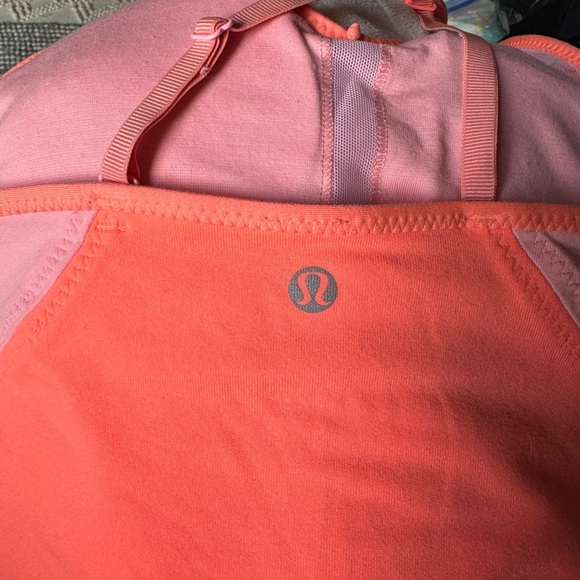 Lululemon Surya Tank Bleached Coral / Pop Orange 8 GUC with pad inserts! - Picture 2 of 4